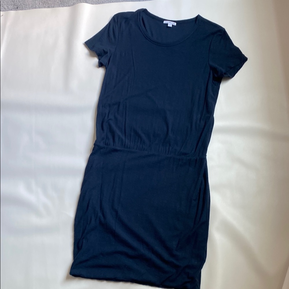 James Perse Blue Casual  Mini cotton modal Dress Crew Neck Short Sleeve M